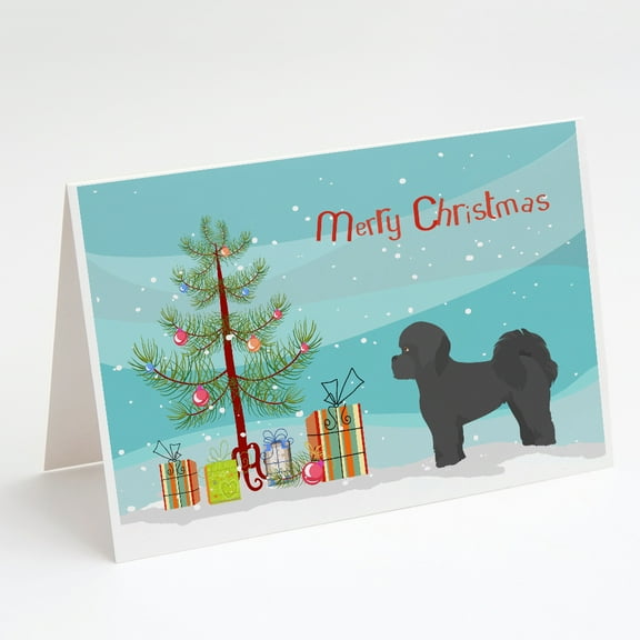 Black Mal-Shi Christmas Tree Greeting Cards and Envelopes Pack of 8