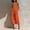 Orange, variant on Women Cotton Linen Overalls Square Neck Sleeveless Capris Rompers Casual Comfy Jumpsuits with Pockets