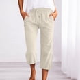 thumbnail image 2 of Glisme Womens Pants Elastic Waist Relax Fit Trousers Straight Leg Slacks With Pocket Basic Bottoms Yellow M, 2 of 5