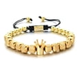 thumbnail image 2 of Pulsera de corona de cobre con cuentas de piña Pulsera tejida ajustable para hombre, 2 of 4