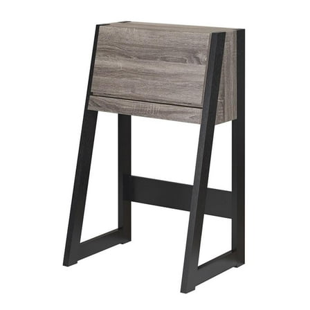 Bowery Hill Modern Wood Secretary Desk in Distressed Gray and Black