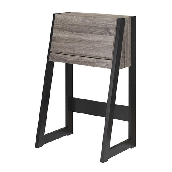 Bowery Hill Modern Wood Secretary Desk in Distressed Gray and Black