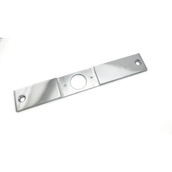 Mortise Cut-Out Conversion Plate 8" x 1-1/4" | Mortise 86 Prep to Cylindrical 161 Prep | TUFF STRIKE | Brushed Chrome