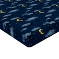 thumbnail image 4 of Ambesonne Night Fitted Sheet, Dark Sky Stars with Clouds, Full Size, Dark Navy Blue and Mustard, 4 of 5