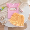 thumbnail image 2 of Quealent Toddler Baby Girl Birthday Outfit Birthday Girl Shirt Ruffle Gingham Shorts Cute Summer Clothes Cake Smash Outfits Red for Size 12-18 Months, 2 of 9