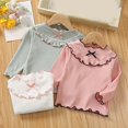 thumbnail image 4 of Mnyotv Cute Bow Ruffle Tops for Girls Fall Clothes Long Sleeve Thermal Undershirts Top Size 3-4Y, 4 of 7