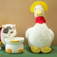 thumbnail image 3 of Cuenco de cerámica para gatos con forma de pato, protección de pie alto, columna vertebral, cuenco de comida para perros y gatos, 3 of 5
