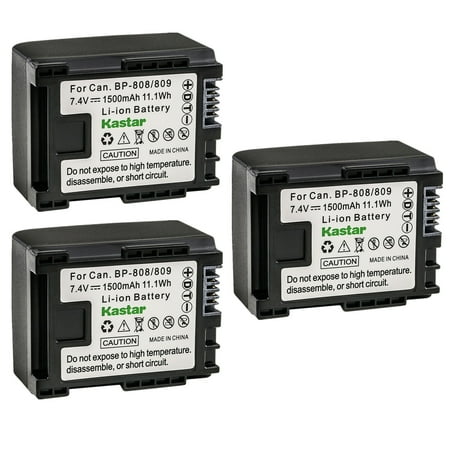 Kastar 3-Pack BP-809 Battery 7.4V 1500mAh Replacement for Canon VIXIA HF M301 HFM301 VIXIA HF M306 HFM306 VIXIA HF M40 HFM40 VIXIA HF M41 HFM41 VIXIA HF M46 HFM46 VIXIA HF M400 HFM400 Camera