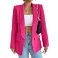 thumbnail image 2 of Joernso Women Suit Coat Spring Autumn Solid Color Business Suit Coat Lapel Long Sleeve Flap Pockets Open Front Suit Jacket, 2 of 7