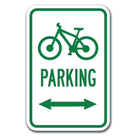 SignMission A-1218 Bicycle - Bicycle Pk double 12 x 18 in. Bicycle Parking with Double Arrow with Symbol Heavy Gauge Aluminum Sign