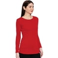 thumbnail image 2 of eloria Women's T-Shirt Round Neck Solid Color Plain Full Sleeve T-Shirt Color: Red | Size: XL, 2 of 7
