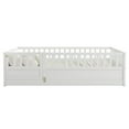 thumbnail image 3 of Floor Bed, Low-Profile Bed Frame, Full Size Bed with High Safety Barrier, Door and Support Slats for Stability, Solid Pine Wood Construction, White, 3 of 11