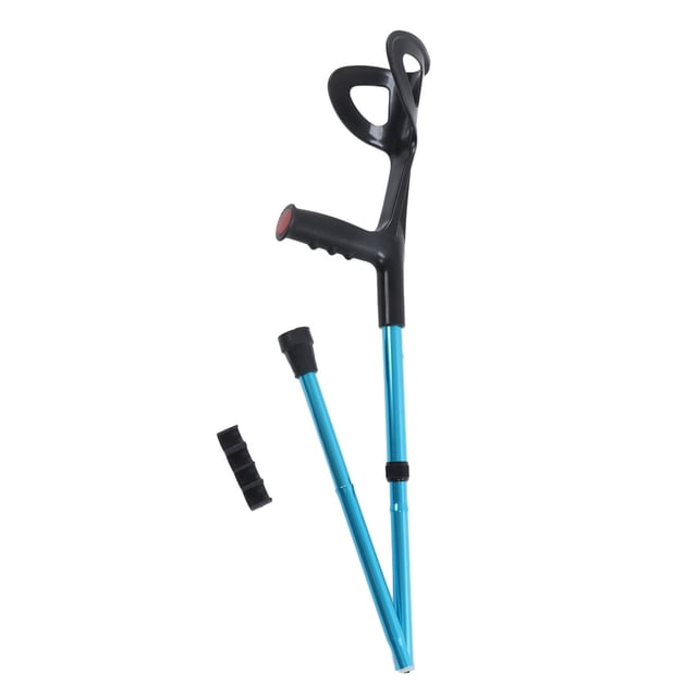 Bastón plegable con distribución uniforme del peso, ajustable en el antebrazo, color azul