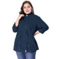 thumbnail image 4 of DARING DIVA Women's Plus Size Drawstring Waist Zip-up Utility Jacket 5X Dark Blue, 4 of 7