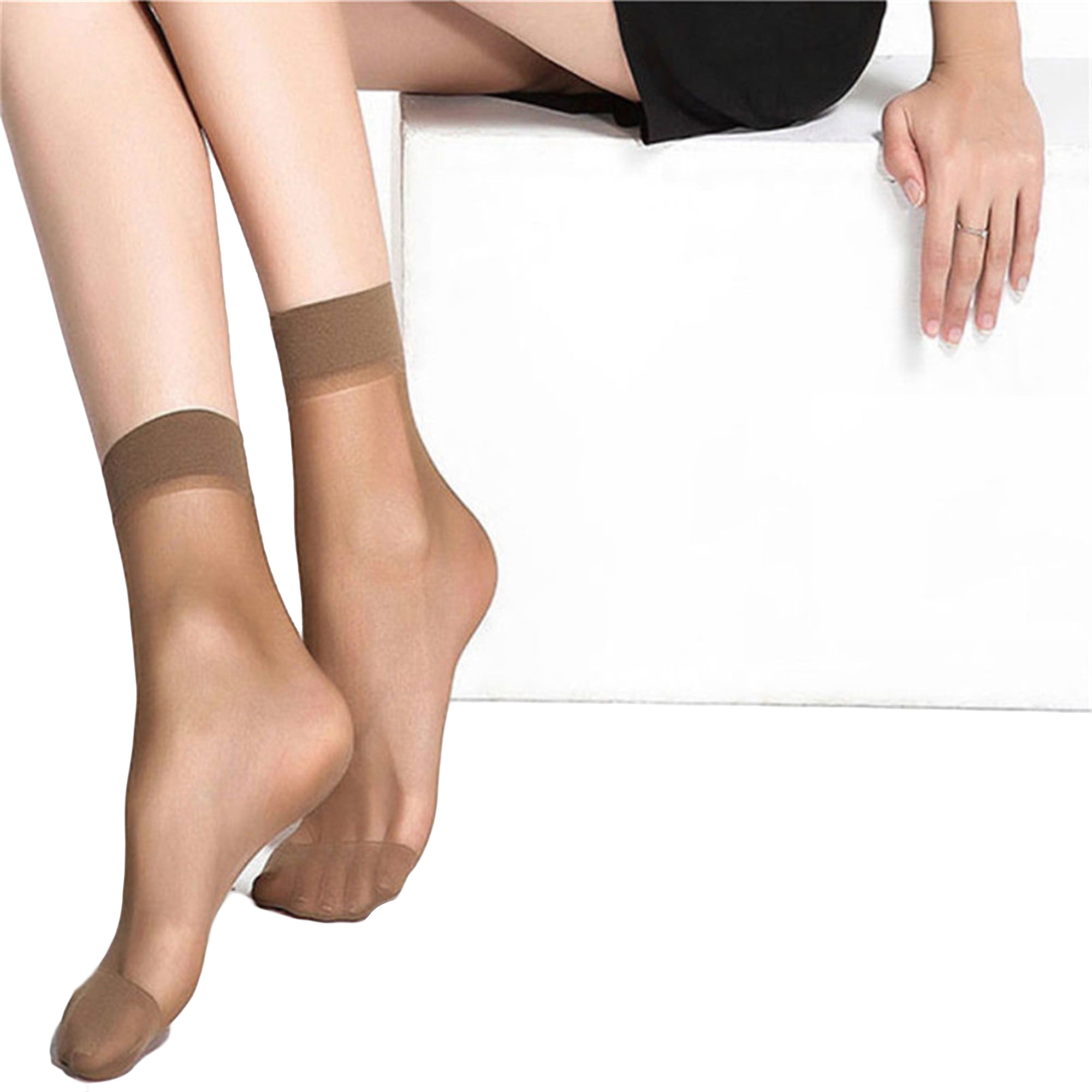 1-4 Pairs Black Sheer Thin Pin Stripes Mesh Ultra Thin Over Ankle Hi Soft Socks 