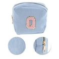 thumbnail image 4 of Unique Bargains 1 Pc Letter Q Pattern Makeup Bag for Travel Blue Corduroy, 4 of 6