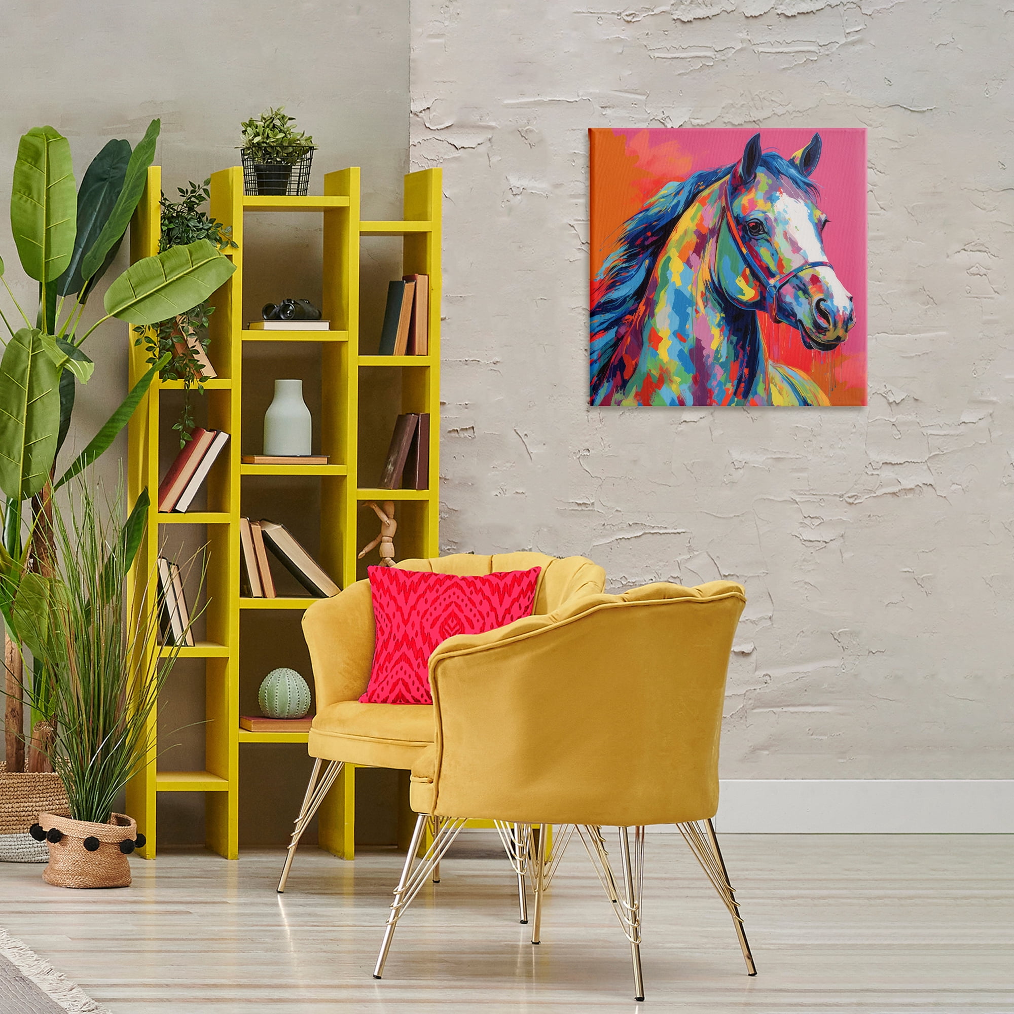 Stupell Industries Abstract Hue Horse Animals & Insects Painting Gallery Wrapped Canvas Art Print Wall Art, 24 x 24