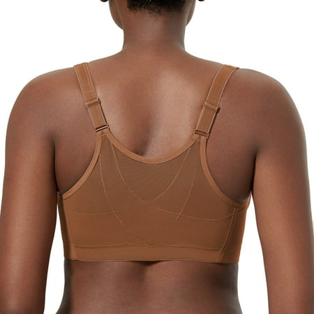 

LAUDINE Women s Front Closure Wireless Back Support Full Coverage Posture Bra