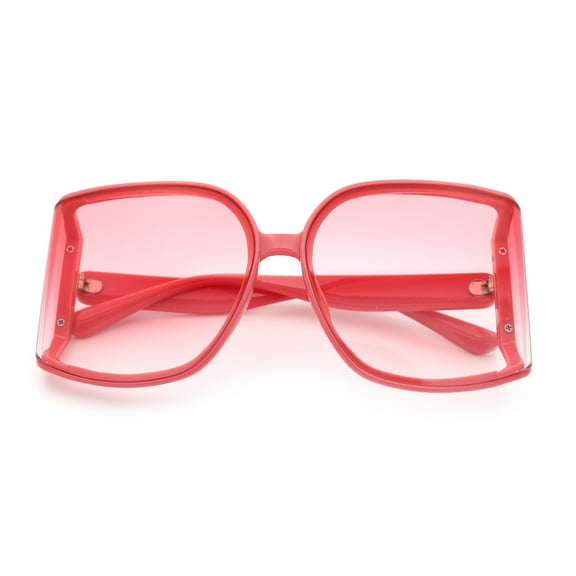 Womens Folded Curve Lens Oversized Rectangle Butterfly Designer Sunglasses Pink