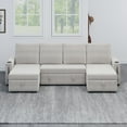 thumbnail image 3 of BeigeUShapedSectional:StorageConvertibleDesignComfortableSeatingforLivingRoom97characters, 3 of 20