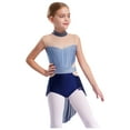 thumbnail image 2 of TSSOE Kids Girls Lyrical Dance Costume Mock Neck Sleeveless Skirted Leotard Figure Skating Dress Blue&Navy Blue 8, 2 of 7