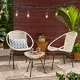 thumbnail image 2 of GDF Studio Belvidere Outdoor Wicker and Glass 3 Piece Chat Set, White and Black, 2 of 13