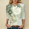 thumbnail image 2 of Towmus Womens Tops Elbow-Length Graphic Crew Neck Women's Casual 3/4 Sleeve T-Shirts Cute Tunic Tops Basic Tees Blouses Loose Fit Pullover Shirt, 2 of 4