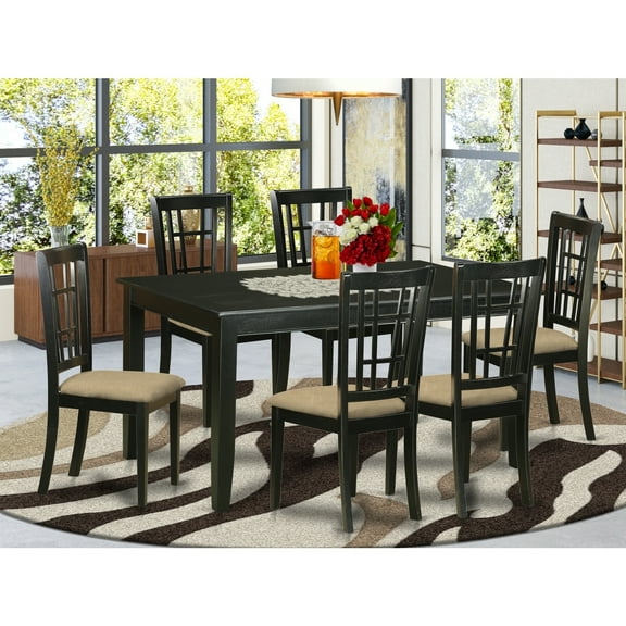 Kitchen Dinette Set - Table and 6 Chairs - Solid Wood Dining Room Set