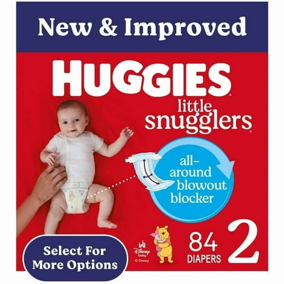 Huggies Little Snugglers Baby Diapers, Size 2 (12-18 lbs), 84 Ct (Select for More)