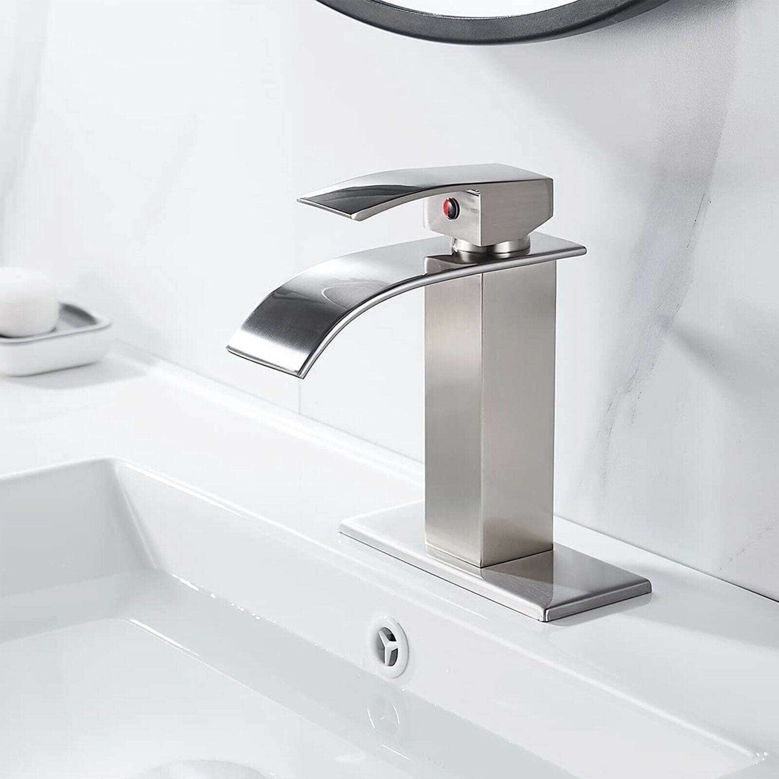 Bathroom Sink Faucet 1 Hole Single Handle Waterfall Lavatory Vanity Mixer Taps