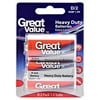 Great Value Heavy Duty Batteries, D, 2 Count