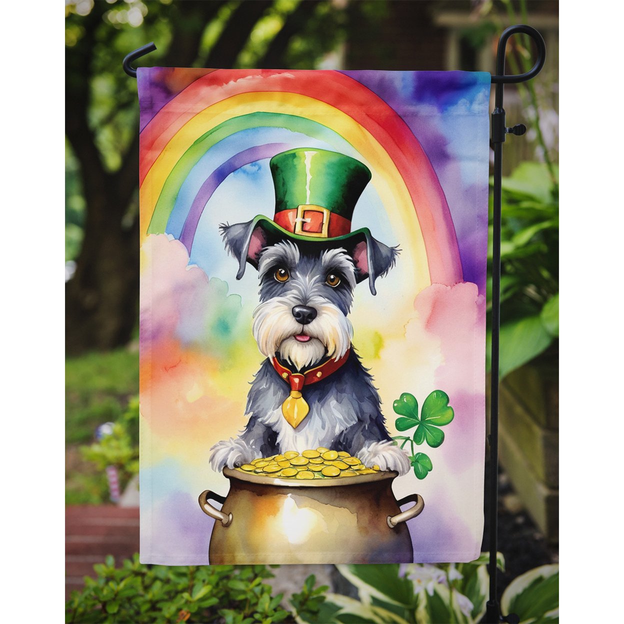 Schnauzer St Patrick's Day Garden Flag 11.25 in x 15.5 in