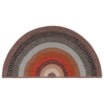 SAFAVIEH Braided Tendrils Striped Machine Washable Reversible Area Rug, Brown/Rust, 2' x 4' Half Moon