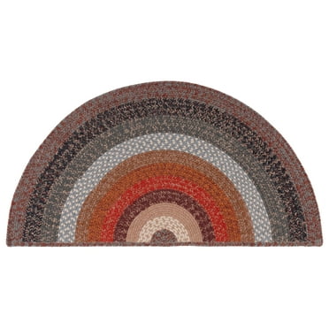 SAFAVIEH Braided Tendrils Striped Machine Washable Reversible Area Rug, Brown/Rust, 2' x 4' Half Moon