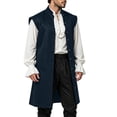 thumbnail image 3 of Atkumj Medieval Vest for Men Trendy Solid Color Long Waistcoat Vintage Stand Collar Front Patch Pockets Button Down Sleeveless Vest, 3 of 10