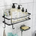 thumbnail image 1 of Happylost Shower Caddy, Adhesive Shower Organizer, No Drilling Shower Shelf, Rustproof 304 Stainless Steel Shower Rack With Soap Dish for Bathroom Storage, 2 pack, Matte Black, 1 of 6
