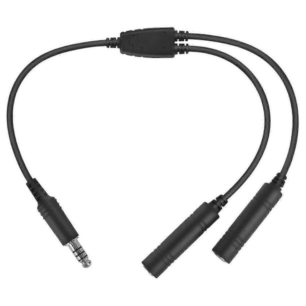 Aviation to U174/U Helicopter Headset Adapter Communication Cable Double Plugs Converter With Electromagnetic Shielding