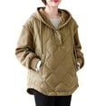 thumbnail image 2 of Parkas de manga larga para mujer, suéter informal de manga larga con capucha y chaqueta de patchwork de colores, chaqueta de algodón para mujer, 2 of 9