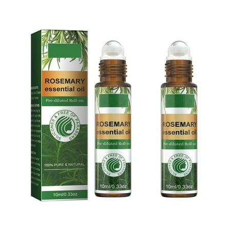 Rosemary Hair Essential Oil, Scalp Cleansing, Massage Treatment,Thicken hairline,Rosemary Essential Oil，Pre-Diluted Roll-On,100% Pure & Plant,2PCS