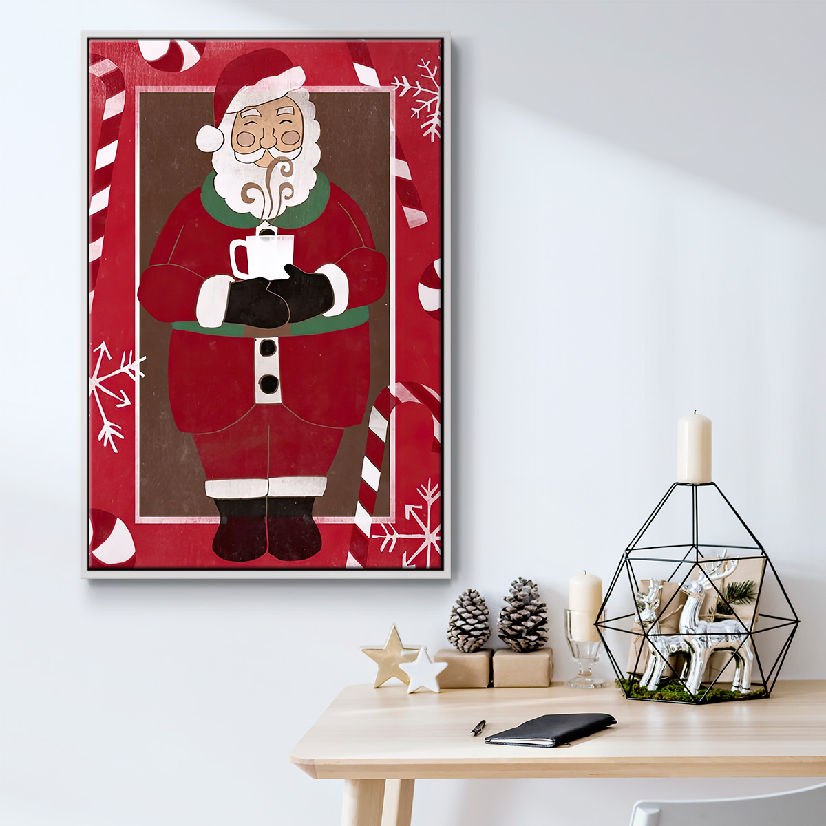 Cozy Cocoa Christmas Collection B - Framed Gallery Wrapped Holiday Canvas - 17 x 25 - White Frame