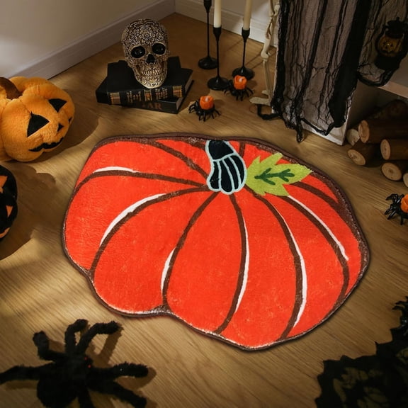 Dreisshy Halloween Pumpkin rugs for living room, Soft and Absorbent Tufted Fall area rug Non Slip Washable, Autumn Halloween kitchen rugs Holiday Decorations