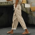 thumbnail image 2 of Audhol Casual Pants Women Women's Printed Everyday Casual Drawstring Pants Stripe Pants Women Khaki 2XL, 2 of 4