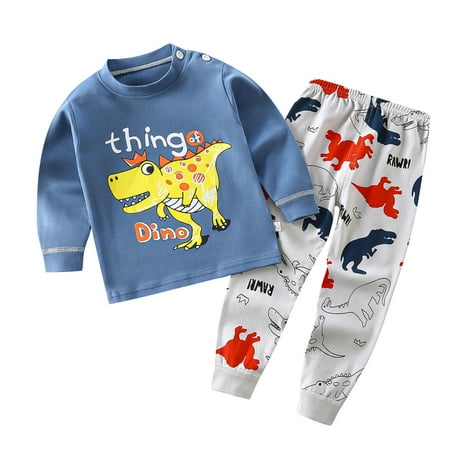 

Otqutp 2024 Fashion Kids Baby Pj’s Boys Girls Long Sleeve Cartoon Tops Pants Sleepwear Pajamas Outfits Set 2PCS for 6M to 4 Years