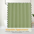 thumbnail image 5 of Dznils Black Scalloped Boho Shower Curtain with Hooks, Water-Repellent Thick Linen Fabric Bathroom Curtain, Green, 72" x 72", 5 of 7