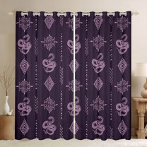 Feelyou Snake Damask Black Out Curtains, Aztec Abstract Curtains Pack of 2 (42x63 Each)