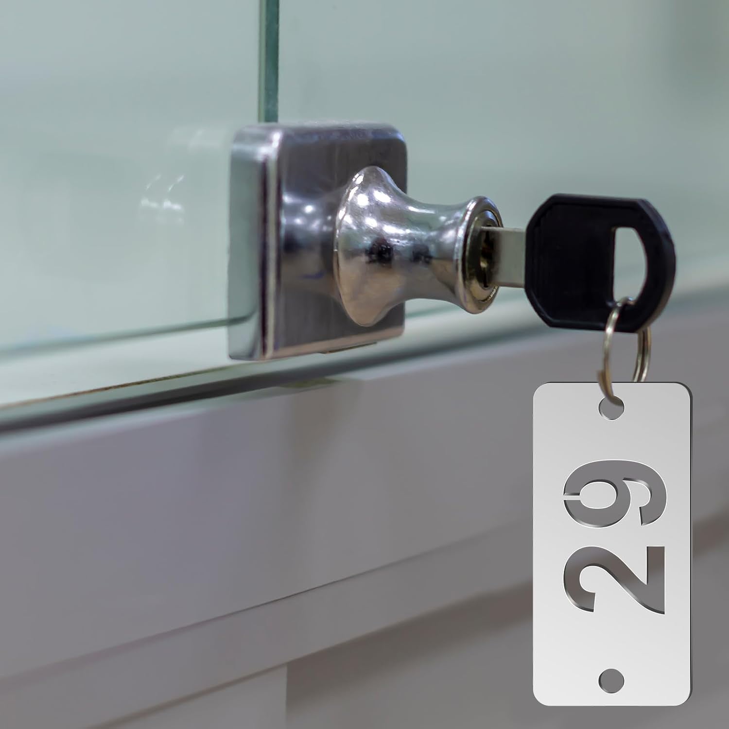 Metal Numbered Tags Stainless Steel Number ID Key Tags with Holes Numbered Key Rings Chain (50 Pcs,1-50, Rectangle)