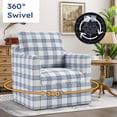 thumbnail image 2 of Bonzy Home 360° Swivel Accent Chair Set of 2, Modern Upholstered Armchair with Thick Cushion, Swivel Square Single Sofa Chair for Living Room Bedroom Study Balcony, Blue Plaid, 2 of 8