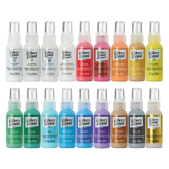 Gallery Glass Stained Glass Acrylic Paint Kit, 18 Piece Set, 2 fl oz