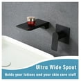 thumbnail image 2 of Matte Balck Wall Mount Bathroom Sink Faucet, Single Handle Bathtub Faucet with Waterfall Spout Brass Rough-in Included, 2 of 9