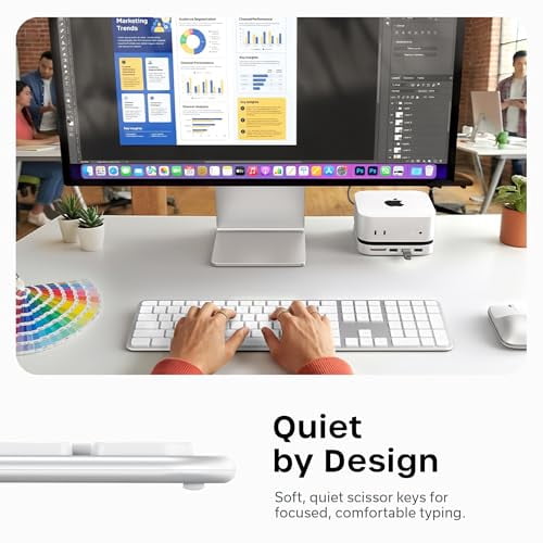 Satechi Slim EX3 Wireless Keyboard, Full-Size Keyboard w/Numpad, Multi-Device Bluetooth, 2.4GHz Connection for macOS, Windows, Android, Instant OS Key Remap,USB-C